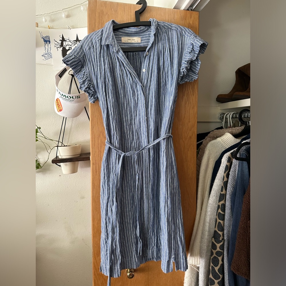 Isabella Sindair blue striped dress.